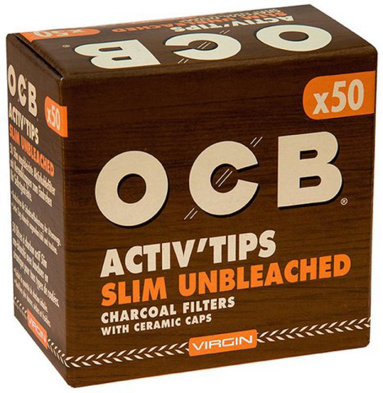 14411 - OCB Aktiv Tips Slim unbleached 50 pieces