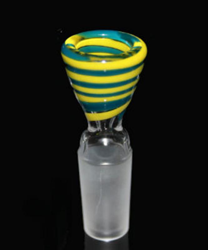 9197 - Glass Cup Plaisir striped yellow cyan 14.5