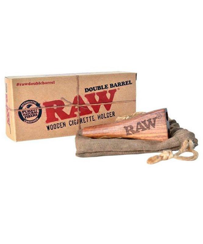 11097 - RAW Wooden Double Barrel Zigarettenhalterung King Size